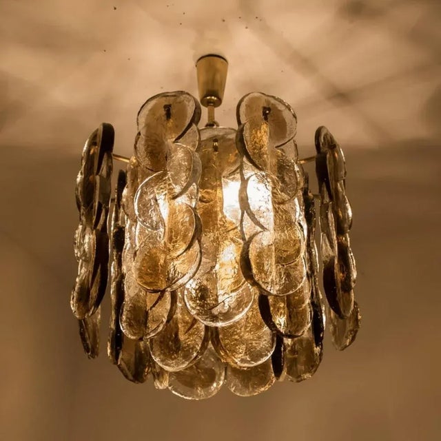 Kalmar Large Chandeliers with Citrus Swirl Smoked Glass attributed to J. T. Kalmar for Kalmar, Austria, 1969 For Sale - Image 4 of 13