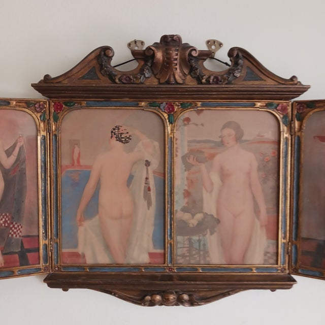 Art Deco Watercolor Polyptych of Sensuous Bathers C. 1920s For Sale - Image 6 of 10