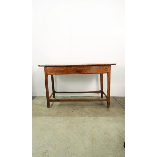 19th Century Antique Elm Wood Tavern Table With Game Carving For Sale - Image 13 of 13