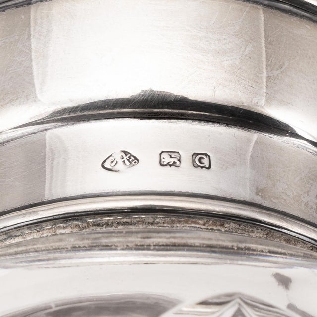 English Silver, Guilloché Enamel and Cut Crystal Jar, 1927 For Sale - Image 11 of 12