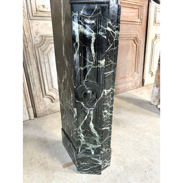 Louis XV Style Fireplace in Green Marble, 1900s For Sale - Image 6 of 17