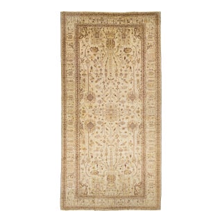 Modern Oushak Style Palace Sized Wool Rug Handmade in Beige With Floral Design For Sale