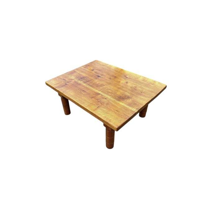 Rustic Oak Coffee Table with Turned Ring Legs, 1960s For Sale - Image 4 of 13