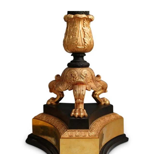 Traditional Early 20th Century French Empire Bronze Lamps - a Pair For Sale - Image 3 of 11