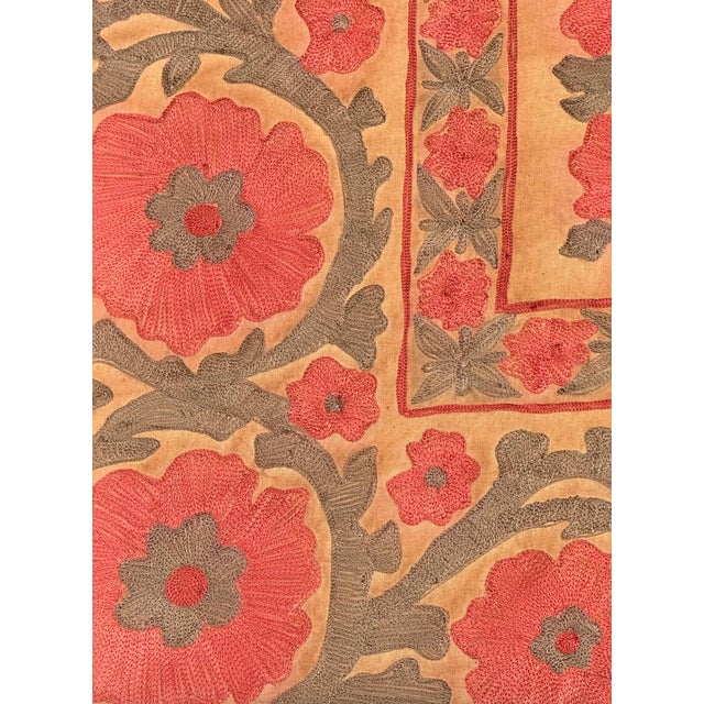Vintage Suzani Silk Floral Textile, 1980s For Sale - Image 6 of 8