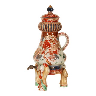 Antique Imari Porcelain Japanese Jug Cranes by Samson Paris Tea or Coffee Pot Arita For Sale