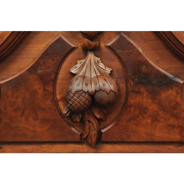 Wood Antique Eastlake Victorian Carved Walnut Oval Mirror Sideboard Backsplash Shelf For Sale - Image 7 of 18