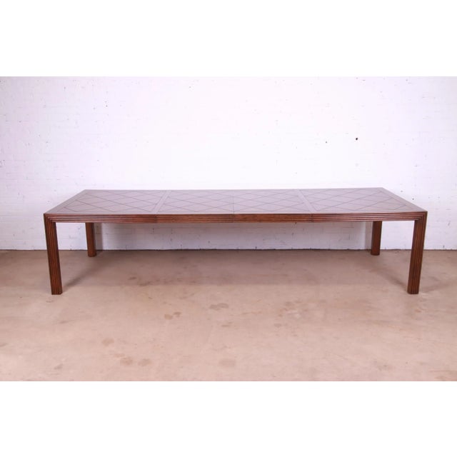 Henredon Mid-Century Modern Oak Parsons Extension Dining Table With Parquet Top For Sale - Image 13 of 13