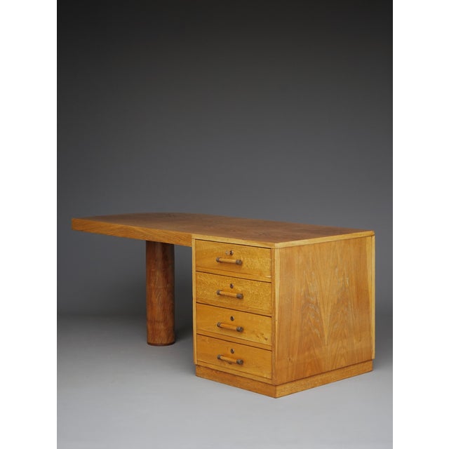 Wood Art Deco French Freestanding Desk in Ash, 1930s For Sale - Image 7 of 18