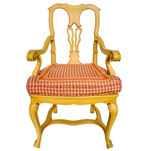 Early 20th Century Venetian Rococo / Louis Revival Style Yellow Wood Upholstered Accent Side Chairs - A Pair For Sale In San Diego - Image 6 of 17