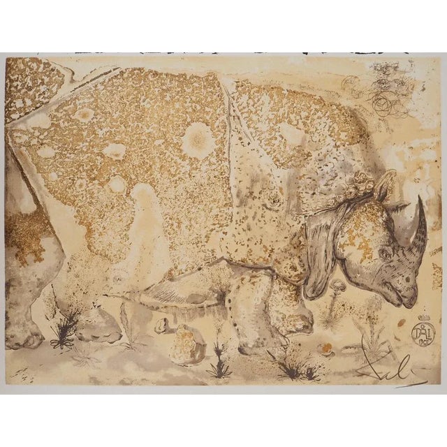 Modern Salvador Dali, Rhinoceros, Homage to Albrecht Dürer, Lithograph Poster For Sale - Image 3 of 5