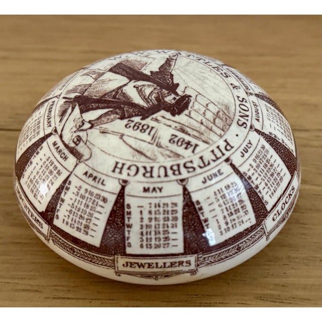 1892 Antique Ceramic Calendar Paperweight W. W. Wattles & Sons Pittsburgh g.d. Paris Depose For Sale - Image 4 of 7