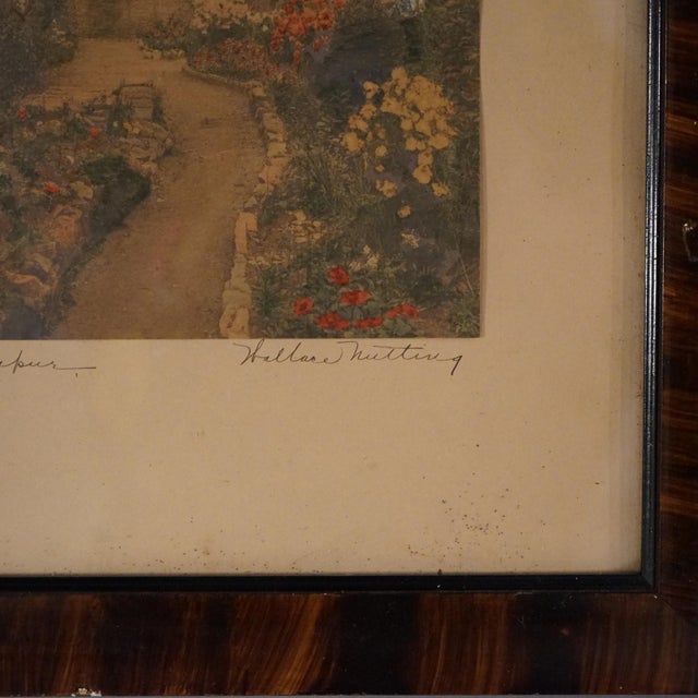 Antique Wallace Nutting Print “Larkspur”, Exterior Garden Scene", Signed, C1910 For Sale - Image 6 of 11