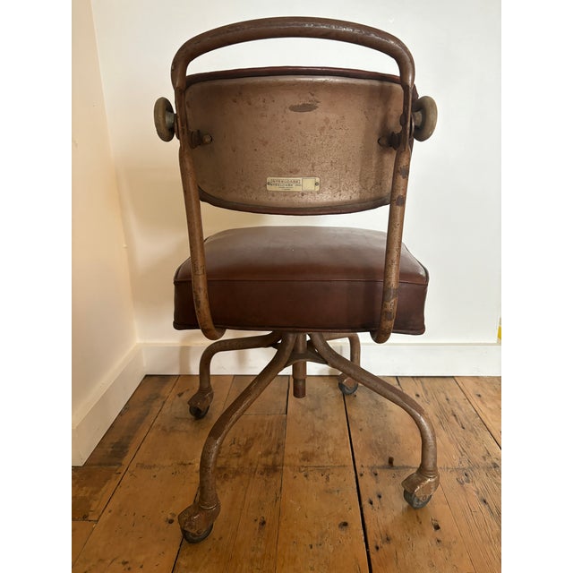 Steelcase vintage typewriter chair. This is in great vintage condition with leather upholstery. No rips or tears. The...
