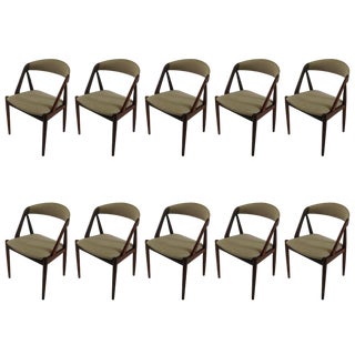 Teak Dining Chairs, Customizable Reupholstery, 1960s, Set of 10 For Sale