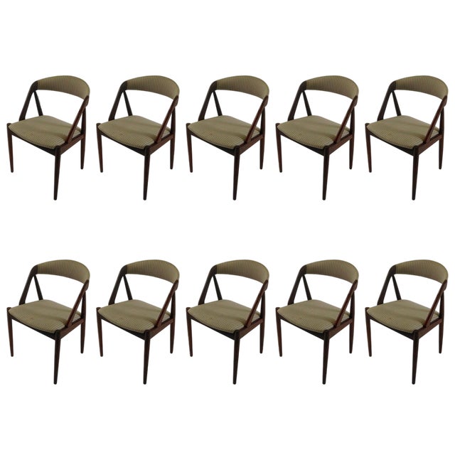 Teak Dining Chairs, Customizable Reupholstery, 1960s, Set of 10 For Sale