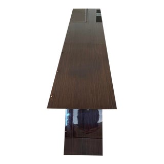 Henredon Style Walnut Mid-Century Console Table 8' Long For Sale
