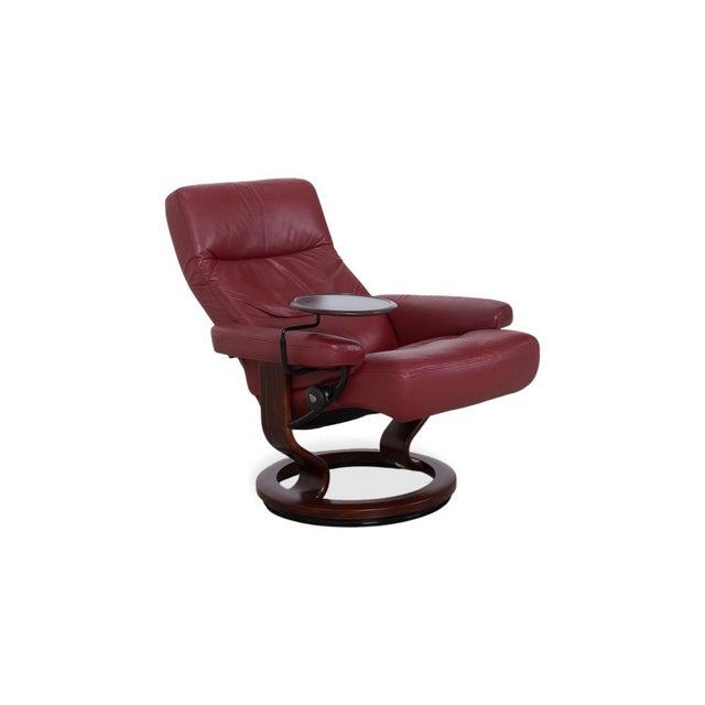 Set of Leather Atlantic Recliner and Ottoman in Red Genuine Leather from Stressless For Sale - Image 5 of 18