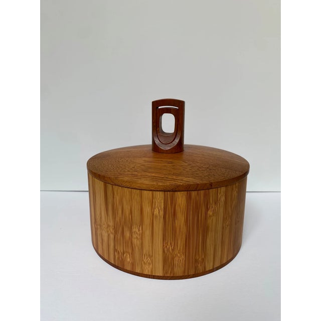 Dansk Teak and Bamboo Dansk Double Ring Round Ice Bucket Quistgaard, 1960s Mid Century For Sale - Image 4 of 5
