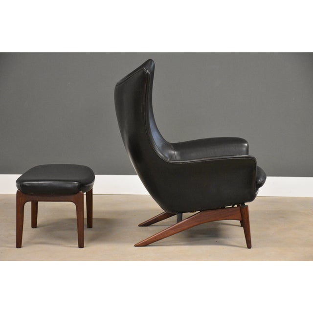 Mid-Century Modern 1960s h.w. Klein Bramin Leather Black Lounge Chair and Ottoman For Sale - Image 3 of 13