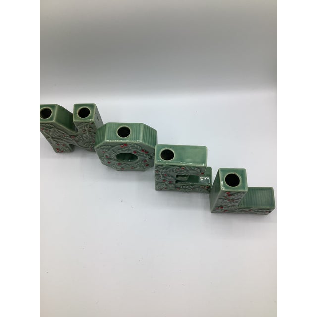 Mid-Century Modern Vintage Ceramic Christmas Noel Letters Candle Holders Lipper and Mann Japan - Set of 4 For Sale - Image 3 of 8