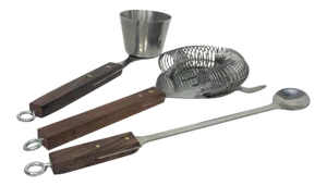 1960s Japanese Barware Set Rosewood & Stainless Steel