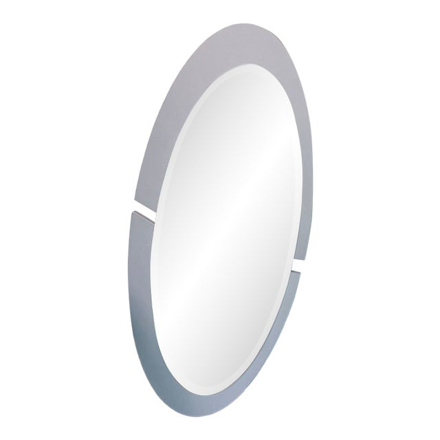 Large Oval Wall Mirror – Dark Frame, 48"w X 24"h For Sale