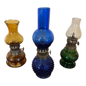 Vintage Multicolored Kerosene Lamps Collection - Set of 3