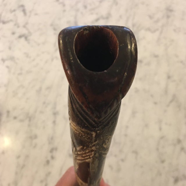 Wood Hand Carved Flute For Sale - Image 11 of 12