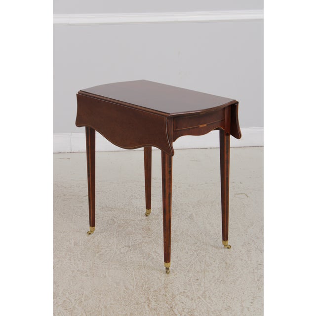 Baker Furniture Company Pair of Baker Mahogany Pembroke Drop Side Tables For Sale - Image 4 of 15