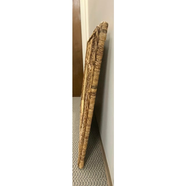 Wood Large Vintage Square Abaca Woven Wall Mirror For Sale - Image 7 of 7