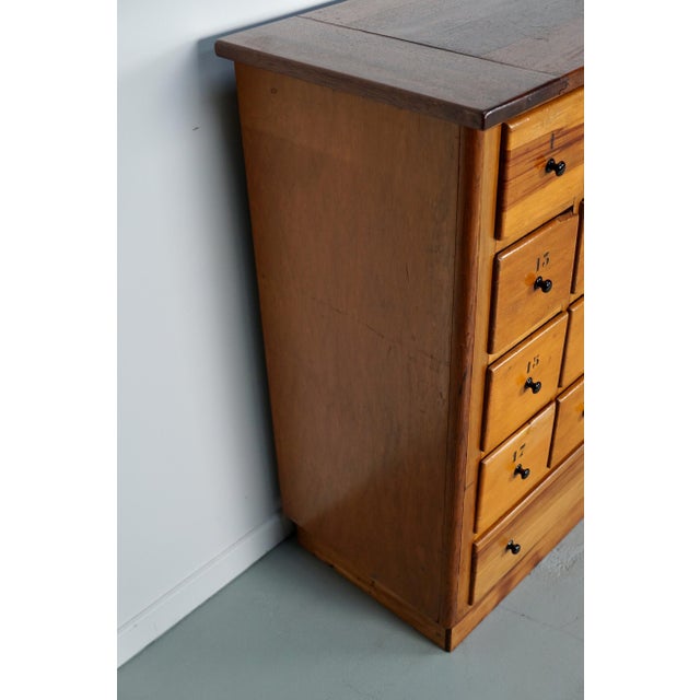Large Mid-20th Century Dutch Industrial Beech Apothecary Cabinet For Sale - Image 12 of 18