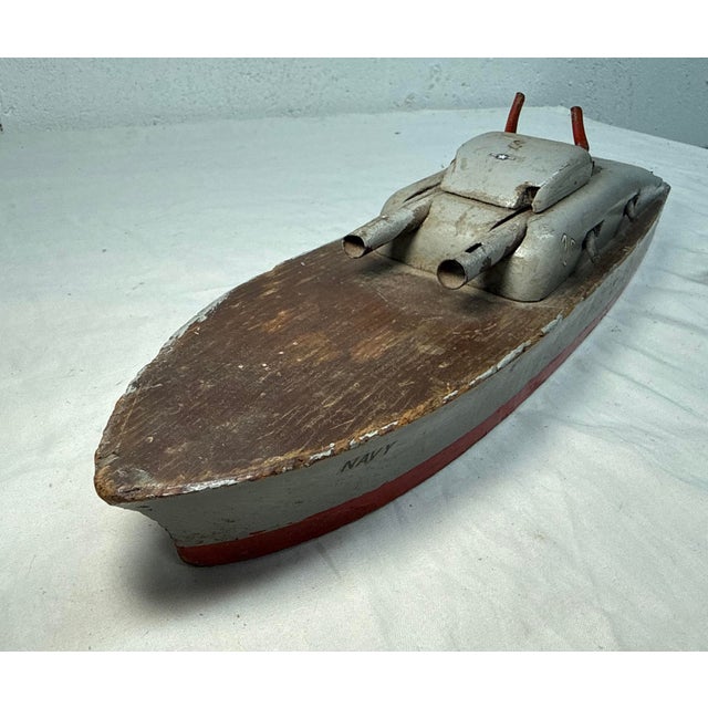 Vintage 1940s Handmade Wood Keystone Manufacturing Company Usn Battleship Model For Sale - Image 11 of 13