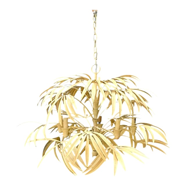 Vintage Currey and Company “Calliope” Palm Frond Chandelier For Sale