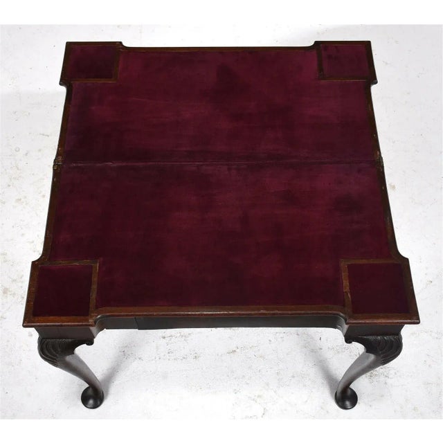 Chippendale George II 18th Century Mahogany Irish Chippendale Game Table with Flip Top Felt Top For Sale - Image 3 of 8