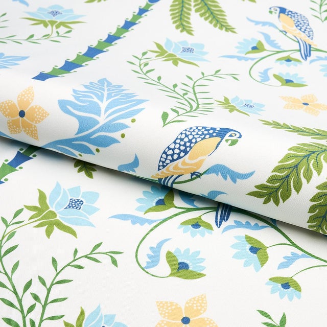 Schumacher Sample - Schumacher Island Palm Indoor/Outdoor Fabric in Blue & Green For Sale - Image 4 of 5