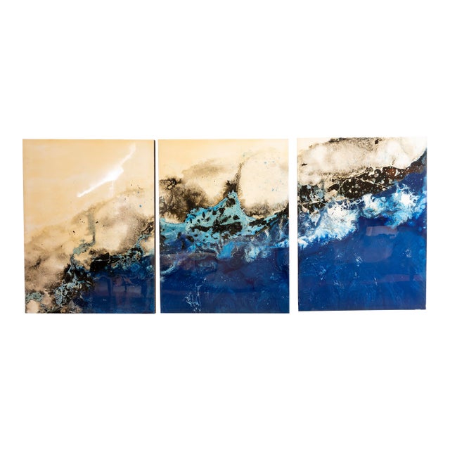 Original Matt Esparza Set of 3 Paintings - Acrylic on Board, Gloss Varnish For Sale