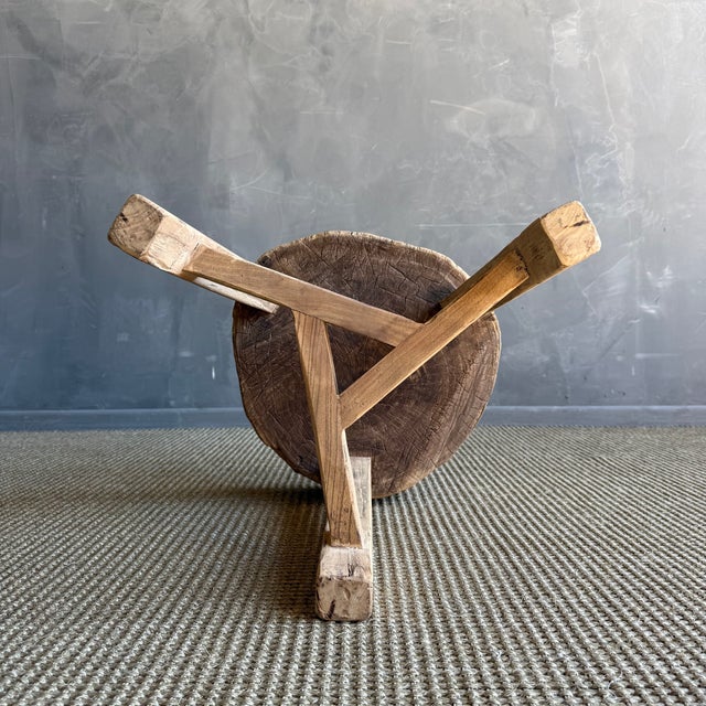 Brown Vintage Elm Wood Chop Block Table #N32 For Sale - Image 8 of 9