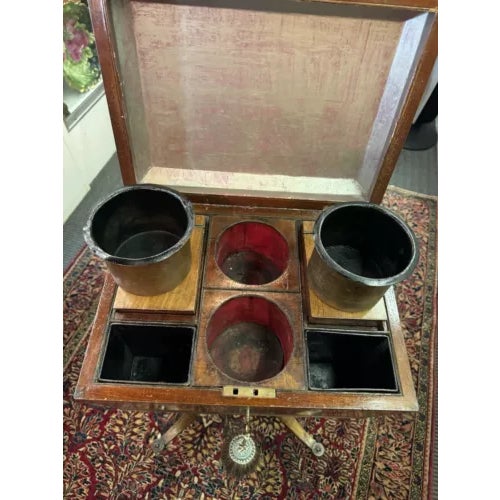Antique English Regency Fully Fitted Tea Caddy Stand on Casters For Sale In Minneapolis - Image 6 of 12