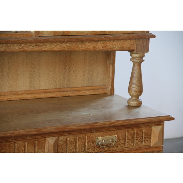 Vintage Danish Brutalist Light Oak Dining Cabinet in the style of Henning Kjærnulf, 1970s For Sale - Image 11 of 18