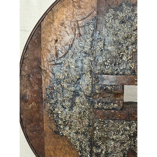 Mounted Ox Wheel Sculpture for Indoor or Garden Use For Sale - Image 4 of 6