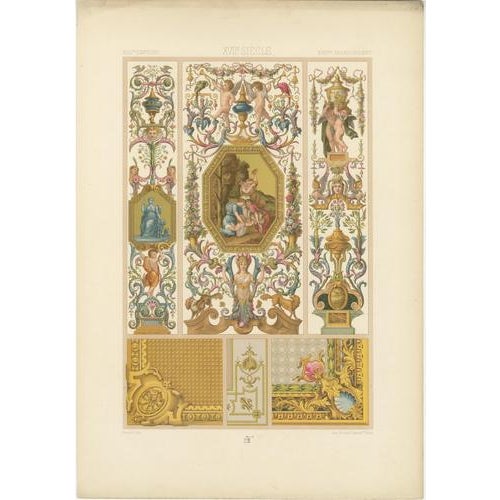 Racinet, Renaissance Decorative Panel, 1873, Chromolithographs, Set of 3 For Sale - Image 4 of 10