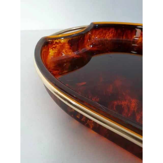 1970s Vintage Serving Tray in Acrylic Glass and Brass, Italy, 1970s For Sale - Image 5 of 9