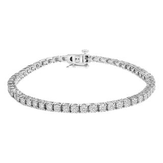 .925 Sterling Silver 1/2 Cttw Lab Grown Diamond Illusion-Set Miracle Plate Tennis Bracelet (G-H Color, VS1-VS2 Clarity) - Size 7.25" For Sale