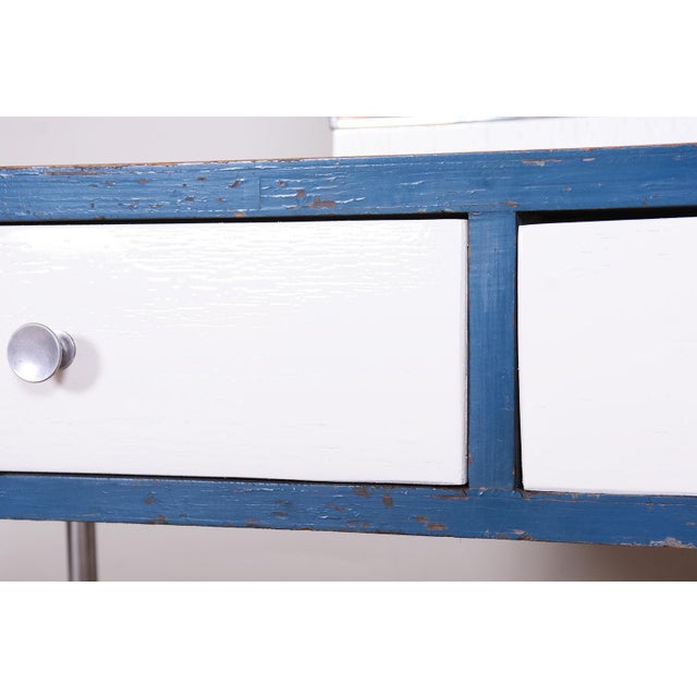 Bauhaus Dressing Table with Mirror in Chrome & White Glass attributed to Vichr a Spol., 1930s For Sale - Image 6 of 11