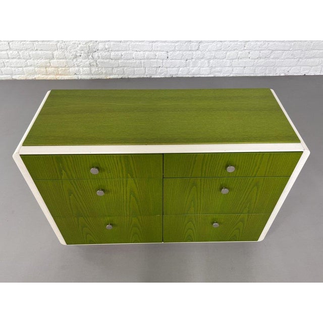 1960s Vintage Chest of 6 Drawers in Beige Wood and Green Varnish, Norway, 1960s For Sale - Image 5 of 13