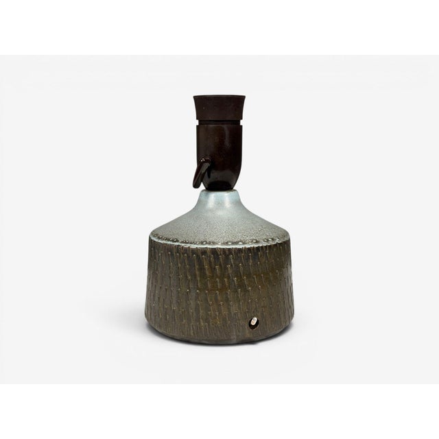 1960s Swedish Modern, Small Table Lamp, Blue Ceramic, Sweden For Sale - Image 11 of 11