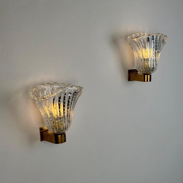 Bullicante Murano Glass Wall Sconces from Seguso, 1940s, Set of 2 For Sale - Image 6 of 18