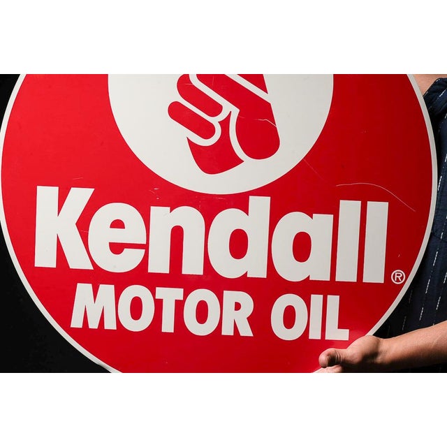 Red Vintage Kendall Motor Oil Tin Litho Advertising Sign For Sale - Image 8 of 11