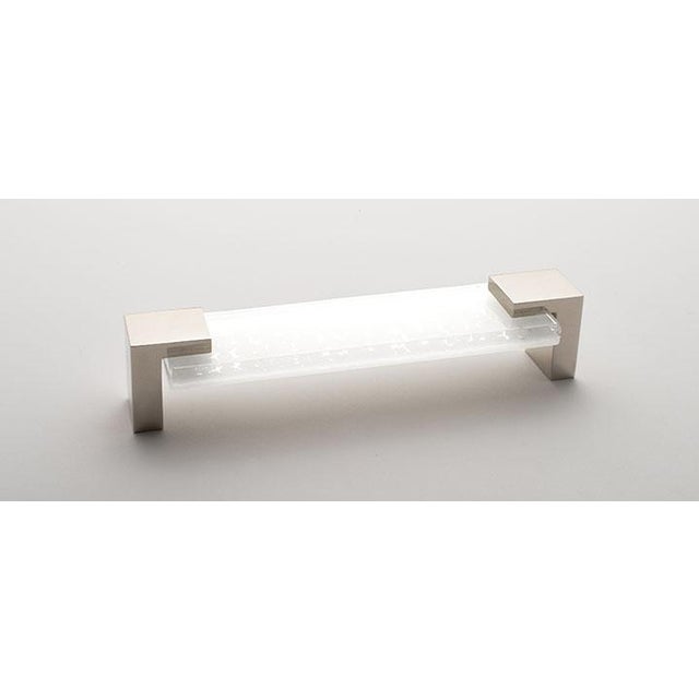 Sietto Affinity and Adjustable Collection decorative cabinet hardware featuring handcrafted white kiln-fired glass with...